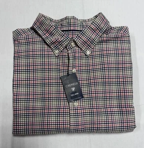 Cremieux Men Shirt Top Button XLT 100% Cotton Long Sleeve Plaid Green White $89 - Picture 1 of 13