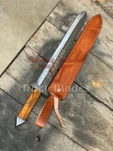Hand Forged Norse Sword | Viking Sword with Wooden Handle and Leather Sheath - Picture 1 of 5