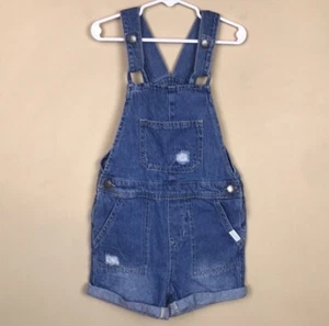 NWT Cotton On Kids Girls’ Ginnie Slouch Distressed Medium Wash Denim Shortalls - Picture 1 of 11