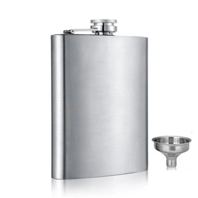 Stainless Steel Hip Flask – 6/8/10 oz Pocket Liquor Bottle w/ Screw Cap & Funnel - Image 1 of 4