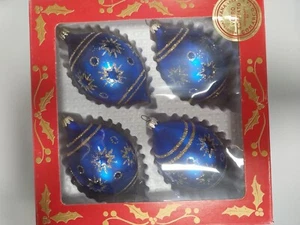 4 palline di Natale vintage anni '70 forma ovale blu 54072 Fana - Foto 1 di 4