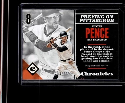 2017 Panini Chronicles #12 Hunter Pence Preying on Pittsburgh Gold /999 - Image 1 of 2