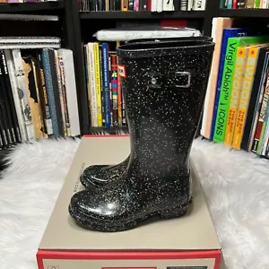 STIVALI DA PIOGGIA HUNTER BAMBINI ALTI GLITTER NERI JFT6075RGT HUNTER - Foto 1 di 7