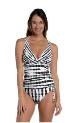 LA BLANCA TWISTED BAMBOO TWIST TIE BACK  TANKINI TOP SIZE 8 NEW - Image 1 of 2