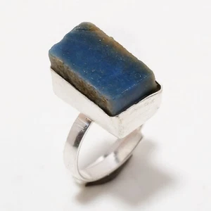 925 Sterling Silver Natural Kyanite Gemstone Handmade Rings Jewelry Size Adjust. - Picture 1 of 3