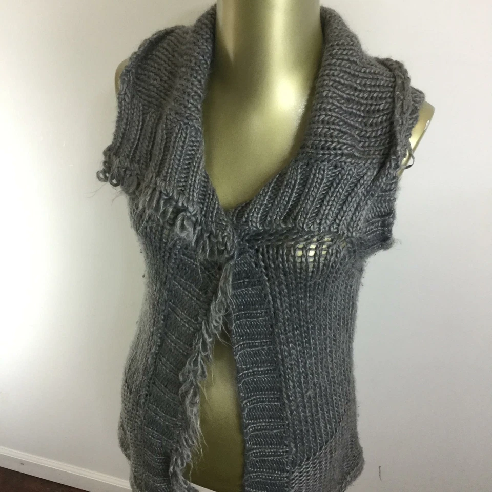 Cárdigan Suéter AMERICAN RAG Estilo Abierto Grueso Tejido Lana Gris Para Mujer Talla M Foto 1 de 4