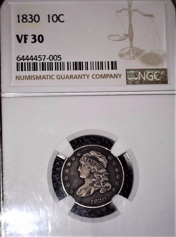 1830 Capped Bust Dime, NGC  VF30 , Original Patina and Issue Free Cover
