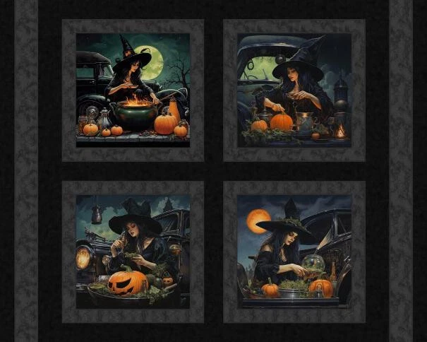 Juego de panel de almohada de algodón de 36x44" Pumpkin Witches Brew calabaza bruja Halloween Foto 1 de 1