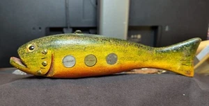 Duluth Trout Decoy DFD Fishing Lure Glass Eyes David Jim Perkins 6 Tokens 12" - Picture 1 of 11