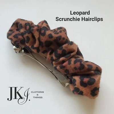 Scrunchie Hairclips Brown Leopard New Handmade - Image 1 of 3