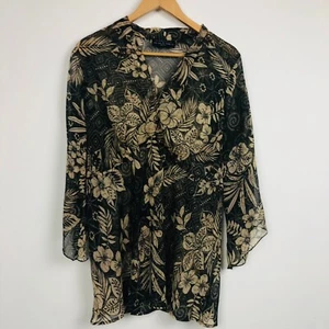 Separates by NYC Designs transparente Damenbluse Blumendruck 3/4-Ärmel V-Ausschnitt 2X - Bild 1 von 5
