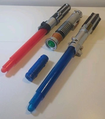 Star Wars Lightsaber Bundle x 3 Hasbro Lucas Red Vader Green Yoda Jedi Blue Obi - Image 1 of 4