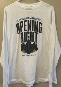 Cleveland Monsters Hockey, Opening Night long sleeve white schedule T-shirt. L - Picture 1 of 5