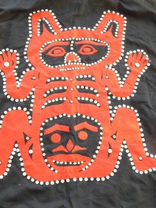 LARGE FULL ADULT SIZE VINTAGE HAIDA BUTTON BLANKET BEAR DSGN MADE 4TRIBAL USE - Picture 1 of 11
