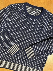 J.Crew Pullover Herren M Lammwolle Navy Creme Birdseye Fair Isle Strick Rundhals - Bild 1 von 7