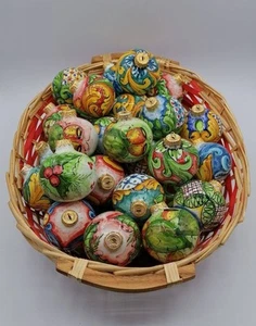 Palla di Natale in pregiata ceramica di Caltagirone (1Unità) - diametro 7,5 cm - - Imagen 1 de 13