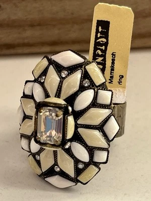 Konplott Ring Marakesch Weiß Messing Statement Neu  - Bild 1 von 4