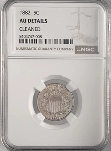 1882  5C SHIELD NICKEL  NGC AU DETAILS "CLEANED"   #8404747-008 - Picture 1 of 4
