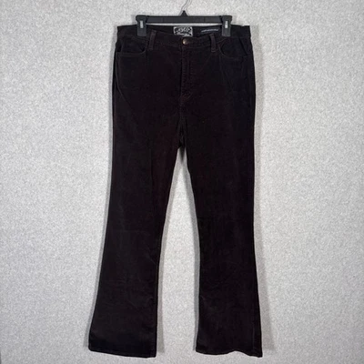 复古 NYDJ 巧克力棕色灯芯绒靴裤 14 码闪光复古学术界 — 第 1/4 张图片