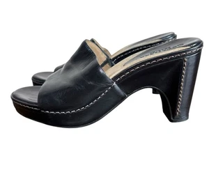 Cole Haan Country Damen-Pantolette schwarz Leder offene Zehenpartie klobig hoher Absatz Größe 7 - Bild 1 von 10