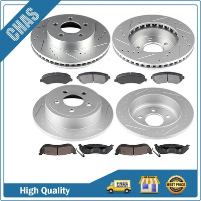 Front And Rear Brake Ceramic Pads & Rotors Kit For 2003 2004-2007 Jeep Liberty - Изображение 1 из 4