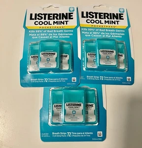 Menge 3 Drei Packungen Listerine Cool Mint PocketPaks Tragbare Atemstreifen Neu - Bild 1 von 2