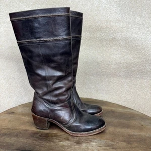 FRYE Jane 14L Stitch Boots Size 10 Brown Tall Riding Boots Boho Western 77231 - Picture 1 of 10