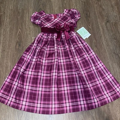 Vestido Bonnie Jean para niñas a rayas púrpura y rosa talla 7 con lazo Foto 1 de 4