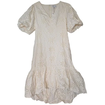 Gibson Latimer Dress Women Medium Ivory Eyelet Hi Low Ruffle Flounce Cotton Boho - Image 1 of 4