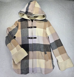 Abrigo Pendleton con capucha cremallera frontal palanca para mujer S lana a cuadros búfalo piel de oveja - Imagen 1 de 13