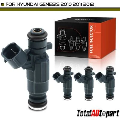 4Pcs Black Fuel Injector for Hyundai Genesis Coupe 2010 2011 2012 L4 2.0L Gas - Image 1 of 4