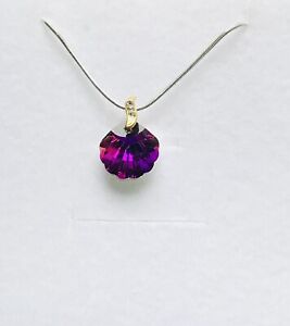 Stunning Purple Swarovski Crystal Elements Shell Pendant & 925 Silver Chain