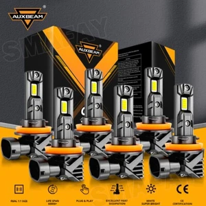 AUXBEAM Canbus H9 H11 H11 LED Headlight Hi/Low Beam Fog Light Super Bright White - Picture 1 of 17