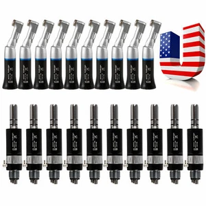 10 Sets Dental Air Motor 4Hole E-type + Low Speed Contra Angle Black fit 2.35mm - Picture 1 of 10