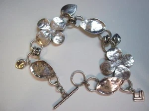 SILPADA Sterling Silver Clover Flower Shamrock Leaf Bracelet B1705 Hammered  - Picture 1 of 12