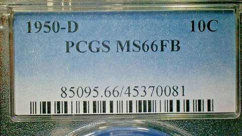 4th of JULY SALE EXTENDS--U.S. UNC. 1950-D PCGS MS66FB SILVER DIME-KM#195 Cover