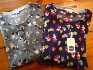 Strickjacke Pullover Boden Gr. 4 Merinowolle Tulpen handbedruckt Neu mit Etikett - Bild 1 von 25