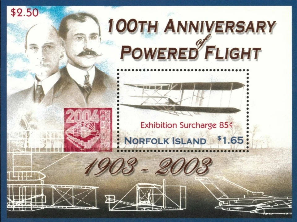 Norfolk Island 2003 - Powered Flight, 100 Years, Hong Kong Expo - S/S - 804a MNH - Image 1 of 1