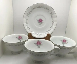 Royal Swirl Fine China Cups and Saucers Japan Set of 3 - Bild 1 von 7