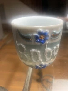 Vintage Baby Tasse rosa weißgold Zierleiste Porzellan Celebrate Made in Germany - Bild 1 von 6