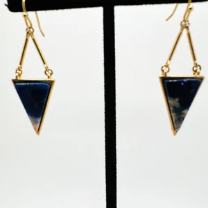 Mia Natural Stone Triangle Earrings Lapis Lazuri Rose Quartz White Howlite - Picture 1 of 6