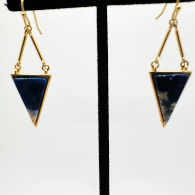 Mia Natural Stone Triangle Earrings Lapis Lazuri Rose Quartz White Howlite - Image 1 of 4