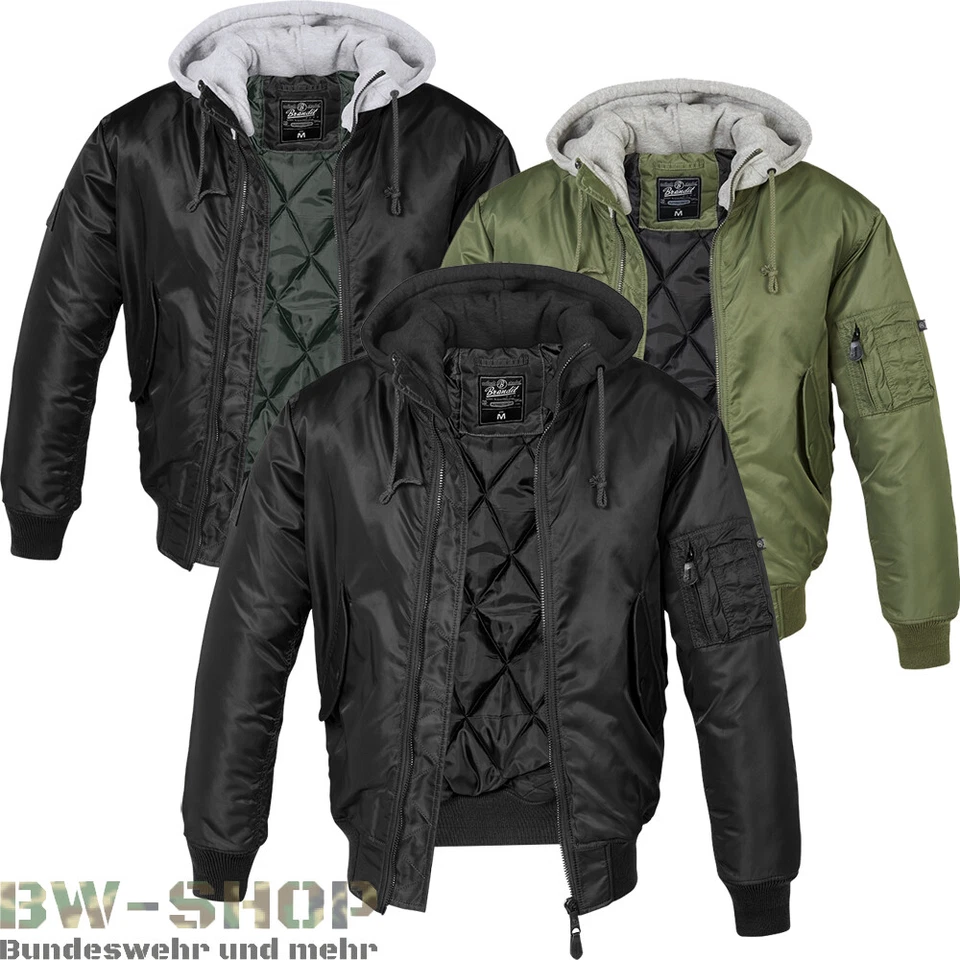 BRANDIT MA1 PILOTENJACKE + KAPUZE SWEAT HOODED BOMBERJACKE FLIEGERJACKE BLOUSON
