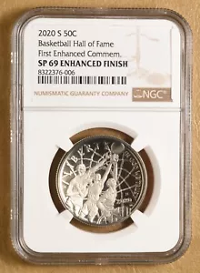 2020 S Basketball Hall of Fame Commem Half Dollar NGC SP 69 Enhanced Finish - Picture 1 of 2
