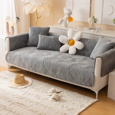 Funda de sofá acolchada de felpa funda de sofá seccional antiarañazos para mascotas niños Foto 1 de 4