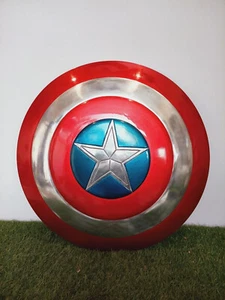 Captain America Solido Metallo Shield Originale Battle Terra Heavy Acciaio Nuovo - Foto 1 di 10