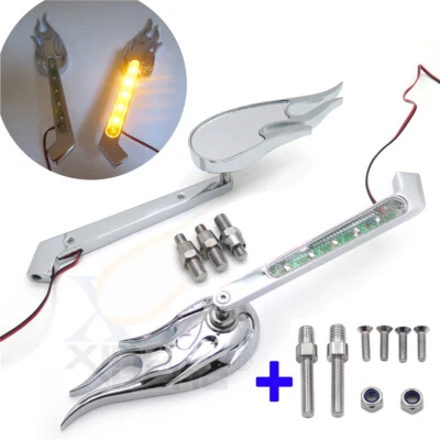 10mm bolt Mirrors Flame w/ LED Turn Signal For Honda CBR 600 600RR 900RR 929R - Image 1 of 4