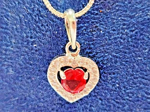 Pendant Set PREMIUM White Gold Filled/Red Ruby/SIMULATED/Diamond cut/50CM UK/S - Picture 1 of 6