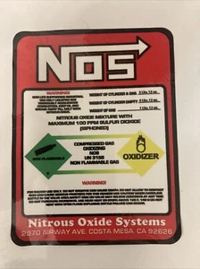 4” Nitrous Oxide Street Racing Vinyl Decal NOS Bottle Hot Rod Fire Extinguisher - Picture 1 of 1