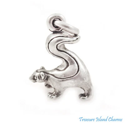 Colgante con dije de plata esterlina maciza 925 3D animal mofeta HECHO EN EE. UU. Foto 1 de 3